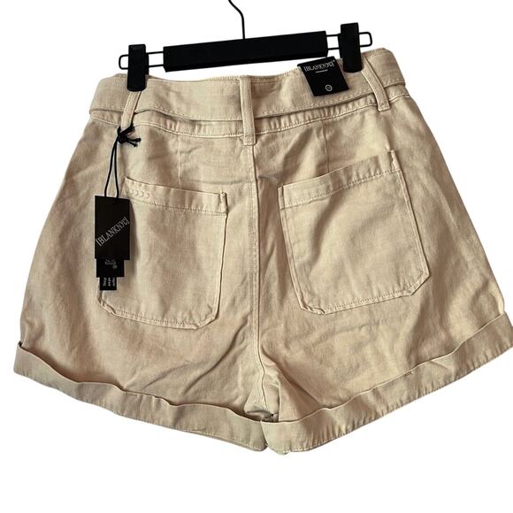 BLANKNYC Exposed Button Twill Self Belted Cuffed Cargo Shorts Camel Size 28 NWT - Picture 4 of 13